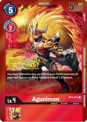 Agunimon - BT4-011 (2023 Regionals Participant) - Great Legend (BT04)