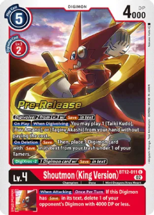 Shoutmon (King Version) - Across Time Pre-Release Cards (BT12_PR)