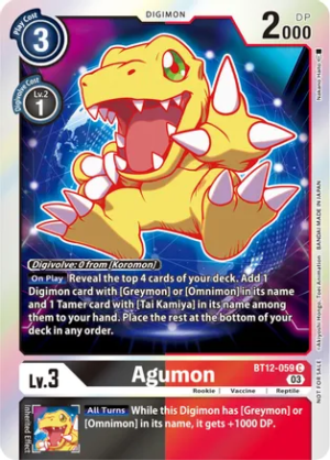Agumon - BT12-059 (Official Tournament Pack Vol.11) - Across Time (BT12)