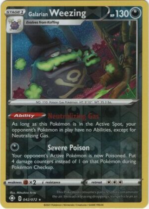 Galarian Weezing - 042/072 - Holo Rare Reverse Holo