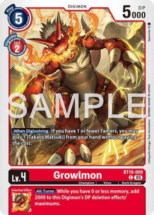 Growlmon - BT19-009 (Reprint) - Advanced Booster Digimon Generation (AD-01)