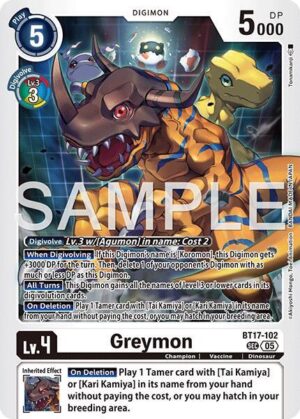 Greymon - BT17-102 (Reprint) - Advanced Booster Digimon Generation (BT17-102 SEC)