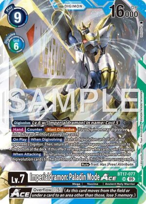 Imperialdramon: Paladin Mode ACE (Reprint) - Advanced Booster Digimon Generation (BT17-077 SR)
