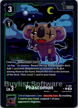 Phascomon (Store Tournament 2025 Vol.4 Winner Pack) - Digimon Promotion Cards (P-201 P)